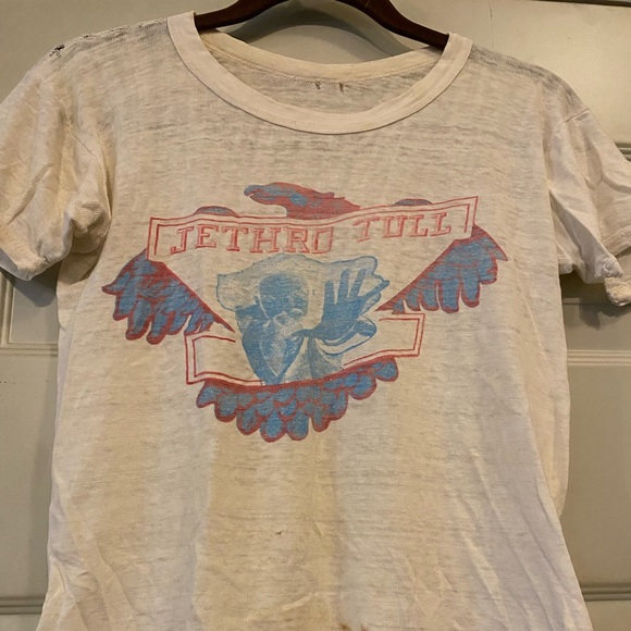 RARE Vintage Jethro Tull 70’s Paper Thin White Band Tee - Picture 3 of 6